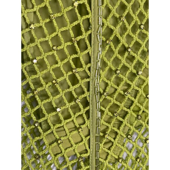 Revolve Sample Embellished Crochet Knit Beaded Pants Bootcut Leg Green Small - Picture 6 of 7